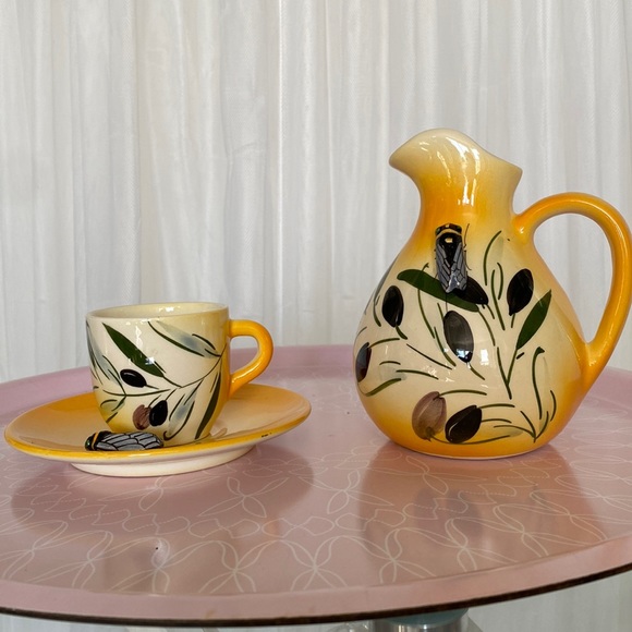 F. Sicard Other - Vintage Provençal F. Sicard 1/2 tasse cup + saucer & milk pot!